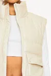 Kancan Frida Cropped Faux Leather Puffer Vest In Cream In White