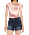 Kancan Gemini High Rise Shorts In Dark Wash In Blue