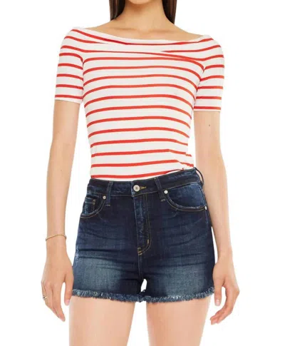 Kancan Gemini High Rise Shorts In Dark Wash In Blue