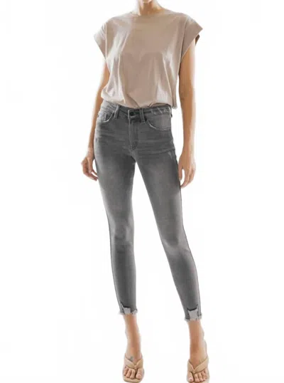 Kancan Gemma High Skinny Ankle Jean In Black/gray Wash In Multi