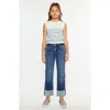 Kancan Gisela Mid Rise Kids Cropped Straight Jeans In Multi