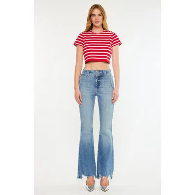Kancan Giselle High Rise Flare Jeans In Blue