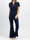 Kancan Good Karma Denim Flare Jumpsuit In Blue In Blue