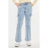 Kancan Gormani High Rise Cargo Flare Jeans In Multi