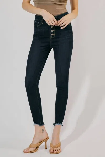 Kancan Greyson Ultra High Rise Super Skinny Jean In Super Dark In Multi
