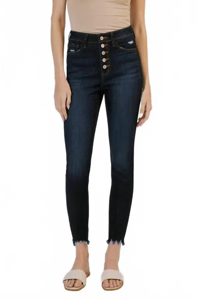 Kancan Greyson Ultra High Rise Super Skinny Jeans In Dark In Blue