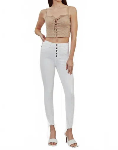 Kancan Greyson Ultra High Rise Super Skinny Jeans In White