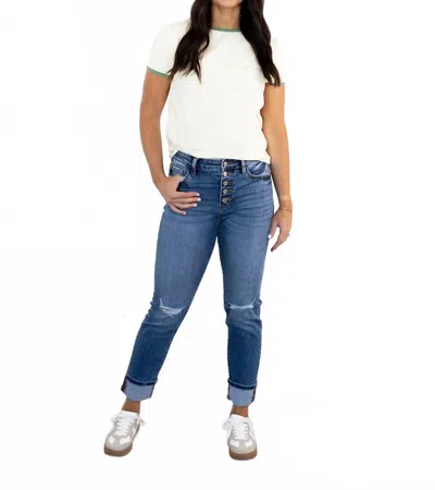 Kancan Haidee Skinny Straight Leg Jeans In Medium Denim In Blue
