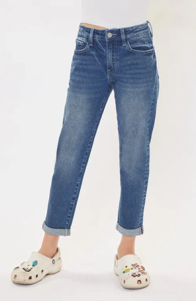 Kancan Halo Mid Rise Mom Jeans In Blue