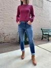 Kancan Hannah Mid Rise Skinny Straight Jean In Blue In Purple