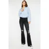 Kancan Harlo Mid Rise Raw Hem Flared Jeans In Blue