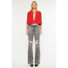 Kancan Harlo Mid Rise Raw Hem Flared Jeans In Gray