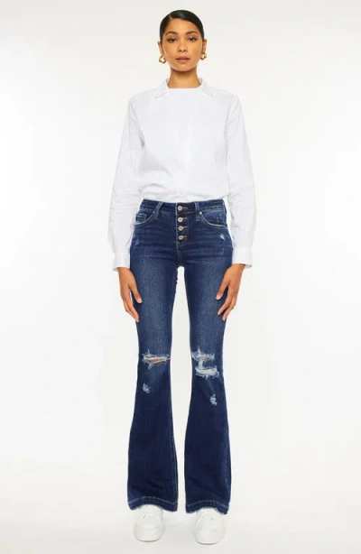Kancan Harlowe Mid Rise Flare Jeans In Blue