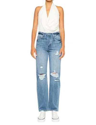 Kancan Hattie High Rise 90's Straight Leg Jeans In Medium Wash In Multi