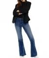 Kancan Hayden Mid Rise Petite Flare Jeans In Blue In Blue