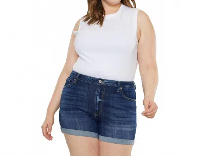 Kancan Hazel Denim Shorts - Plus In Dark Wash In Blue