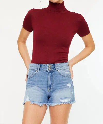 Kancan Hazel High Rise Mom Shorts In Light Wash In Blue
