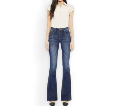 Kancan Heading West Flare Jeans In Blue In Brown