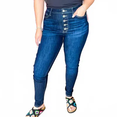 Kancan Hi-rise Curvy Fit Denim In Dark Wash In Blue