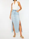 Kancan High Plains Denim Maxi Skirt In Light Wash In Blue