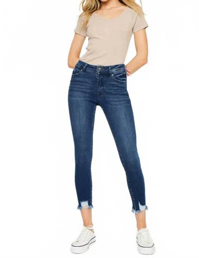 Kancan High Rise Ankle Skinny Jean In Dark Wash In Blue