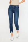 Kancan High Rise Ankle Skinny Jeans In Dark Wash In Blue