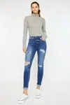 Kancan High Rise Ankle Skinny Jeans In Medium Wash In Multi