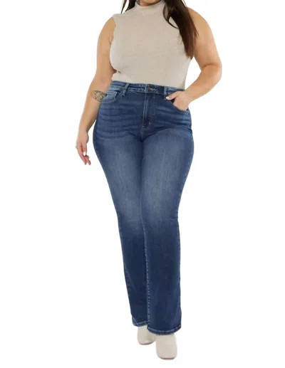 Kancan High Rise Bootcut Jeans In Medium Stone Wash In Blue