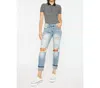 Kancan High Rise Boyfriend Jeans In Light Stone Wash Comfort Stretch