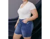 Kancan High Rise Button Down Shorts In Blue In Blue