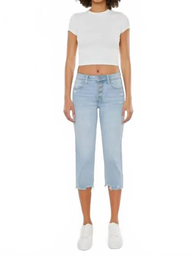 Kancan High Rise Capri Jeans In Light Stone Wash In Multi