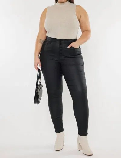 Kancan High Rise Coated Ankle Skinny Jeans - Plus In Black
