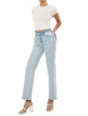 Kancan High Rise Contrast Accent Straight Leg Jean In Denim In Multi