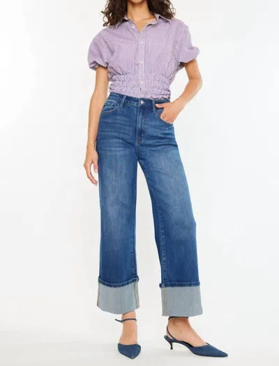 Kancan High Rise Crop Wide Leg Jeans In Blue
