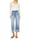 Kancan Leslie Essentials High Rise Crop Wide Leg Jeans In Blue