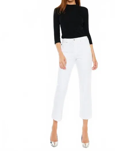 Kancan High Rise Cropped Straight Leg Jeans In White