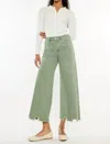 Kancan High Rise Cropped Wide Leg Jean In Olive In Green