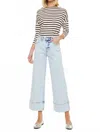 Kancan High Rise Cropped Wide Leg Jeans In Light In Blue
