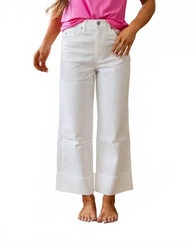 Kancan High Rise Cropped Wide Leg Jeans In White