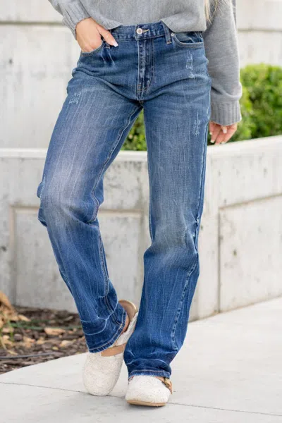 Kancan High Rise Dad Jeans In Denim In Blue