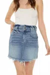 Kancan High Rise Denim Skirt In Med Wash In Blue