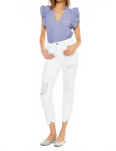 Kancan High Rise Distressed Slim Straight Jean In White