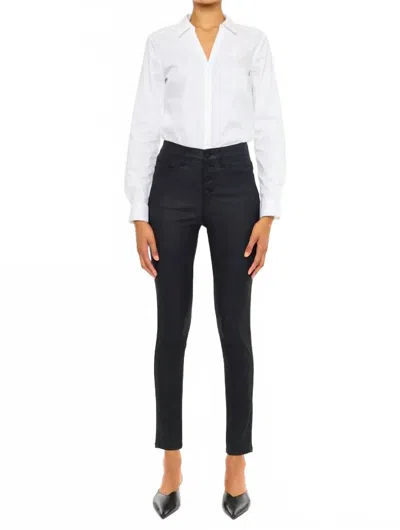 Kancan High Rise Faux Leather Jeans In Black
