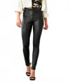 Kancan High Rise Faux Leather Skinny Pants In Black In Black