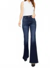 Kancan Laura Flare Jeans In Dark Stone Wash In Blue