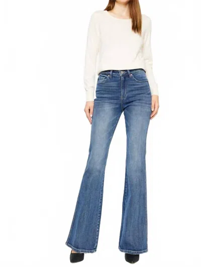 Kancan High Rise Flare Jeans In Medium Wash In Multi