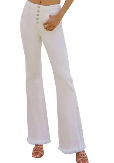 Kancan High Rise Flare Jeans In White