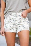 Kancan High Rise Floral Printed Denim Shorts In Paisley In Multi