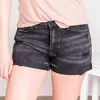 Kancan High Rise Frayed Hem Shorts In Grey
