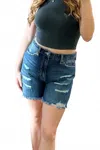 Kancan High Rise Girlfriend Shorts In Blue In Blue